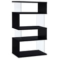 thumbnail image 5 of Emelle 63-inch 4-shelf Glass Panel Bookshelf Black, 5 of 9