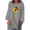 thumbnail image 1 of Pompotops T-shirt à Manches Longues pour Femme, Col Rond, Imprimé, Coupe Ample, Décontracté, Mode, Automne, 1 of 6