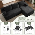 thumbnail image 4 of 96" L-Shaped Sectional Sofa, Oversized Modular Corduroy Couch with Chaise Lounge & 2 Throw Pillows, No Assembly Convertible Corner Sofa for Living Room Apartment, Black, 4 of 9