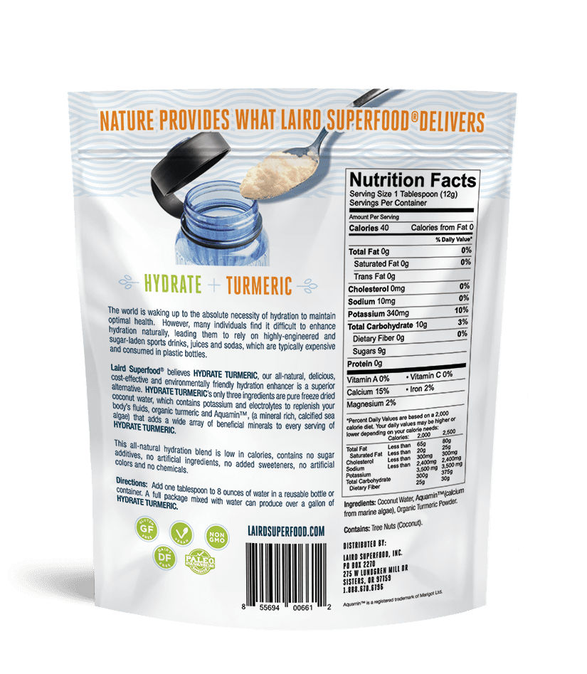 Laird Superfood Hydrate Coconut Water Mix, Turmeric 8 oz