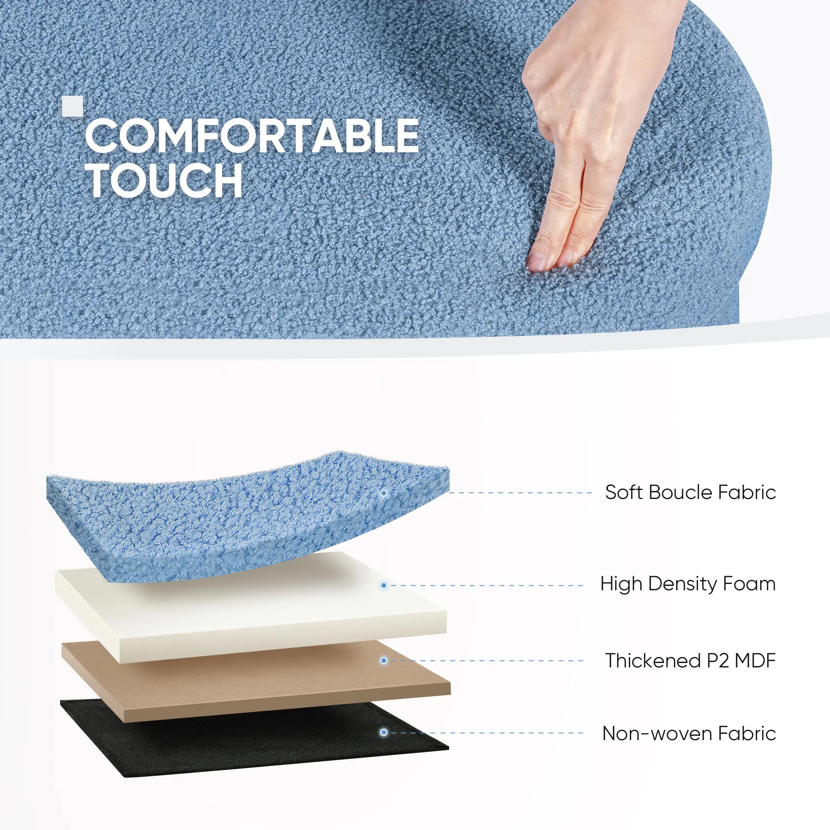 PINPLUS Storage Ottoman Bench Tufted Oval Ottoman Bench Foot Rest Velvet Bench with Storage 43" Blue