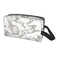 thumbnail image 2 of Goofa Hand Drawn Rabbit Printed Toiletry Bag with Handle,Large Capacity Travel Makeup Cosmetic Bag for Women, Carry on Airport Airline Compliant Bag, 2 of 9