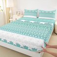 thumbnail image 4 of jejeloiu Airy Border King Sheets For Men Women,Soft Print Bedding,Mint White,4pcs,1 Flat Sheet, 1 Fitted Sheet and 2 Pillowcases, 4 of 6