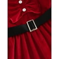 thumbnail image 6 of hirigin Kid Girl Christmas Dress, Long Sleeve Round Neck Pleated Buttons Velvet High Waist Fall Princess Dress+ Waist Band, 6 of 9
