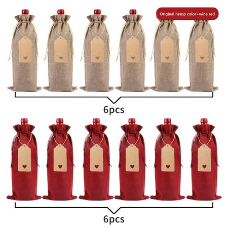 

Apmemiss Christmas Decorations Indoor Clearance Linen Wine Bottle Bag Set Wine Bottle Set Linen Tag Red Wine Packaging Bag Christmas Gifts