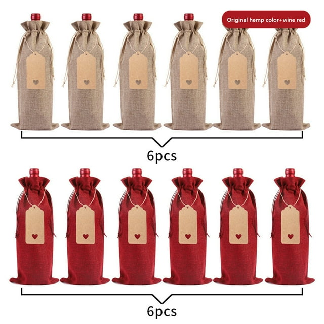 Discount Qaailabf Linen Wine Bottle Bag Set Wine Bottle Set Linen Tag Red Wine Packaging Bag