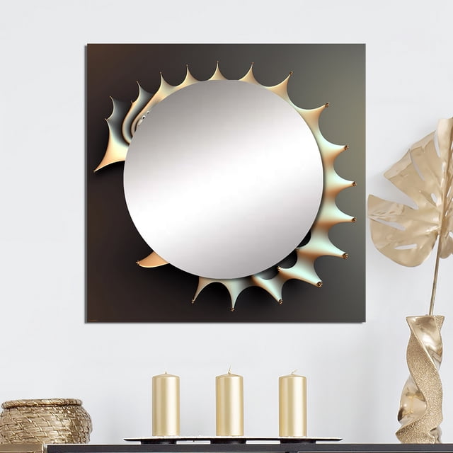 Designart "3D Fractal Universe Exploration" Fractals Square Mirror For Wall Decor - Large Blue Square Mirror Printed Wall Decor - Transitional Square Living Room Mirror