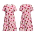 thumbnail image 3 of Bixox Robe d'Été à Manches Courtes pour Femmes Robe Ample Longueur Genou avec Poches-Fraises, 3 of 7
