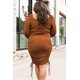 thumbnail image 1 of ABPHQTO Vestido ajustado con cordón fruncido de talla grande naranja para mujer, 1 of 5