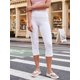 thumbnail image 4 of Pantalones capri de mujer con bajo dividido, cintura plegable, color liso, corte ajustado, estilo cropped., 4 of 8