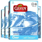 Gefen Clear Unflavored Jell Dessert, 3oz 4 Pack  Fish Free & Meat Free, Vegan Friendly, Easy to Prepare, Kosher for Passover