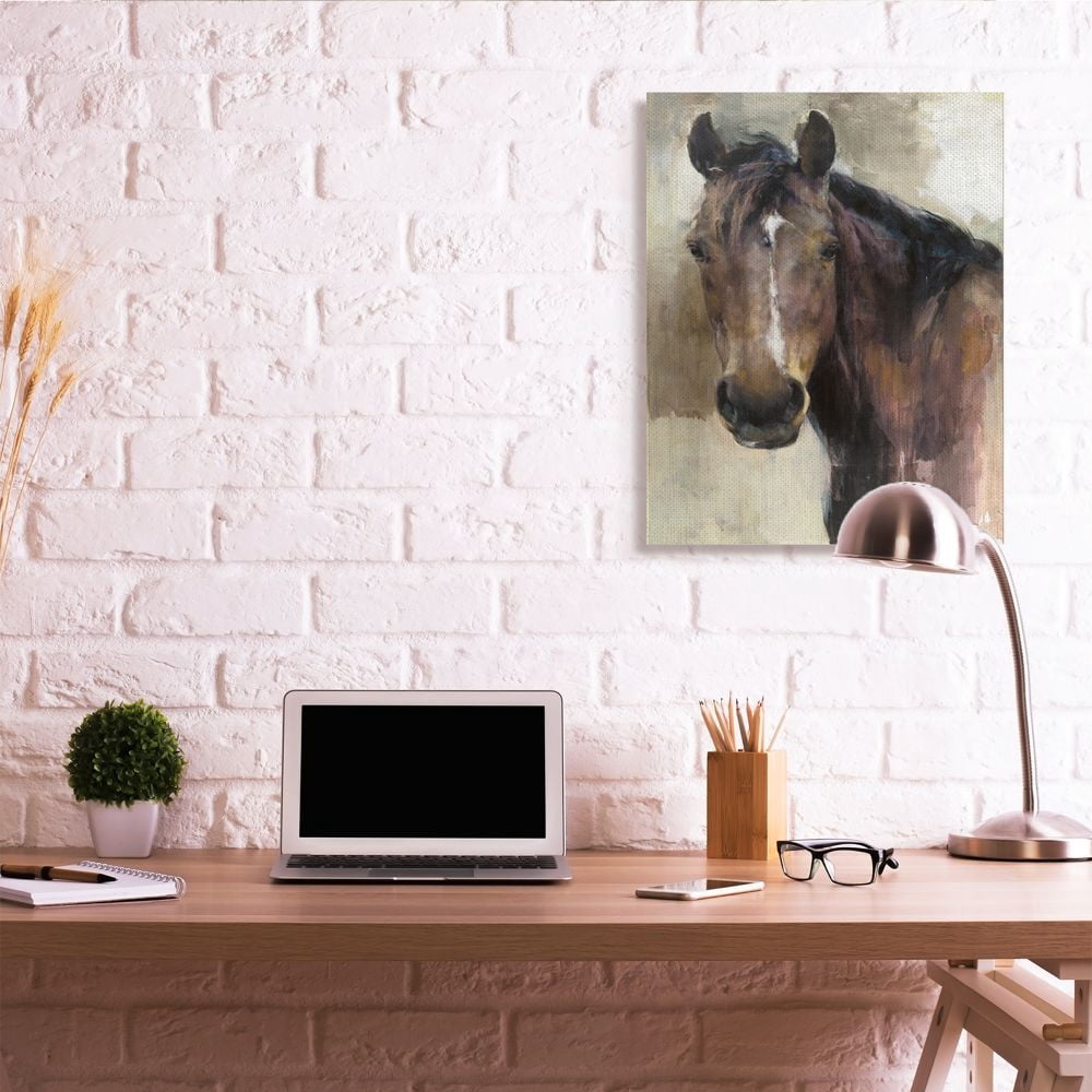 Stupell Industries Masculine Horse Portrait Western Brown Tan Stallion Painting Canvas Wall Art Design by Marilyn Hageman, 30" x 40"