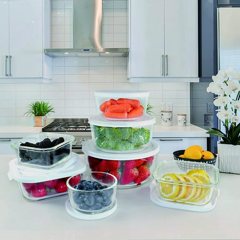 4x Glass Food Storage Set BPA-Free Locking Lids For Microwave/Oven