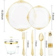 thumbnail image 4 of 175PCS Clear Gold Plastic Plates - Disposable Gold Party Plates & Pre Rolled Napkins with Cutlery for 25 Guests, 50Plates, 75Silverware, 25Cups, 25Napkin for Wedding & Party, 4 of 18