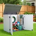thumbnail image 6 of Uforic Large Outdoor Storage Shed, 47 Cu Ft Resin Tool Shed Without Shelves, Waterproof Storage with Built-In Floor for Trash Cans, Garden Tools and Lawn Mowers, Lockable Design, Light Gray, 6 of 10