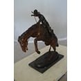 thumbnail image 3 of Bronco Buster Bronze Statue by Remington - Premium and Sophisticated Iconic American West Sculpture, Detailed Western Art Masterpiece for Home & Office Decor, 9"L x 24"W x 21"H, 3 of 15
