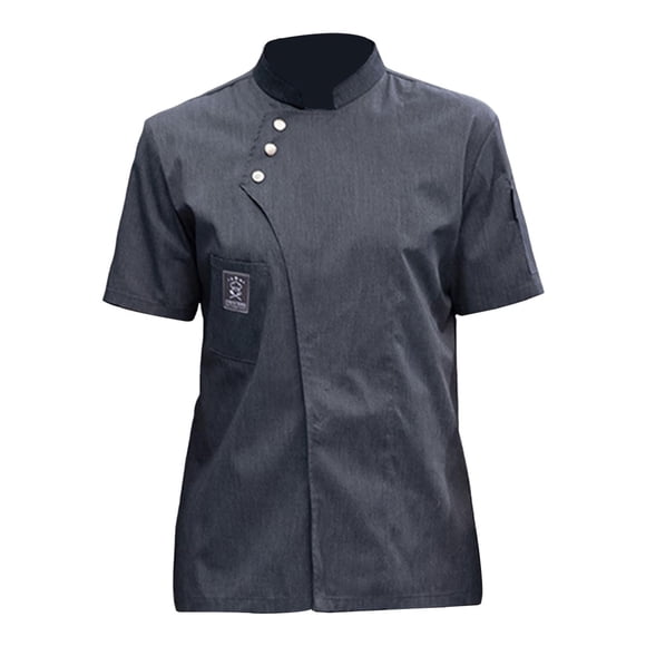 Hombres Mujeres Chef Coat Manga corta Ropa de cocina simple Transpirable Top Soft Chef Multi jinwen Uniforme de chaqueta de chef