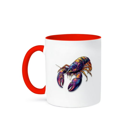 3drose, Image of Lobster of Mardi Gras Colors Funny Festival Gift for All, 11oz Two-tone Red Mug