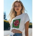 thumbnail image 4 of T Shirts for Women Short Sleeve Cotton Crewneck T-Shirt, Rose Floral Geometric Striped Tee Tops Casual Basic T-Shirts, XS-5XL White XS, 4 of 7