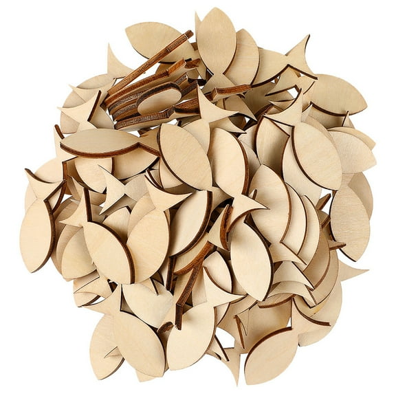 ELAYARD Beige Wooden Fish Cutouts Natural Wood Color for Home Decor 100Pcs
