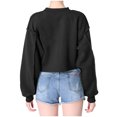 thumbnail image 3 of Besolor Women's Casual Cropped Sweatshirts Crew Neck Long Sleeve Solid Color Pullover Fall Tops Blouse, 3 of 6