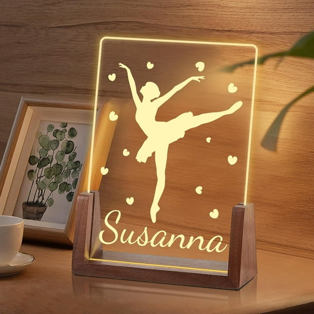 Luz de noche de ballet personalizada para niñas, regalos de