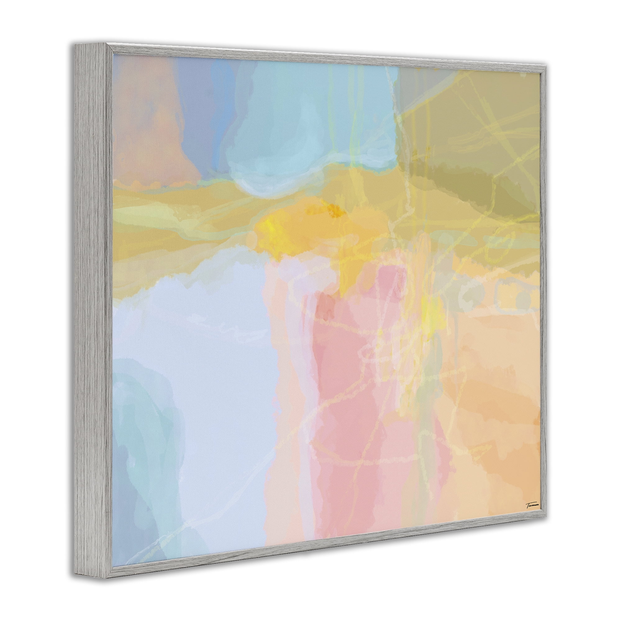 Stupell Industries Pastel Collaged Pattern Abstract Painting Gray Framed Art Print Wall Art, 30 x 24