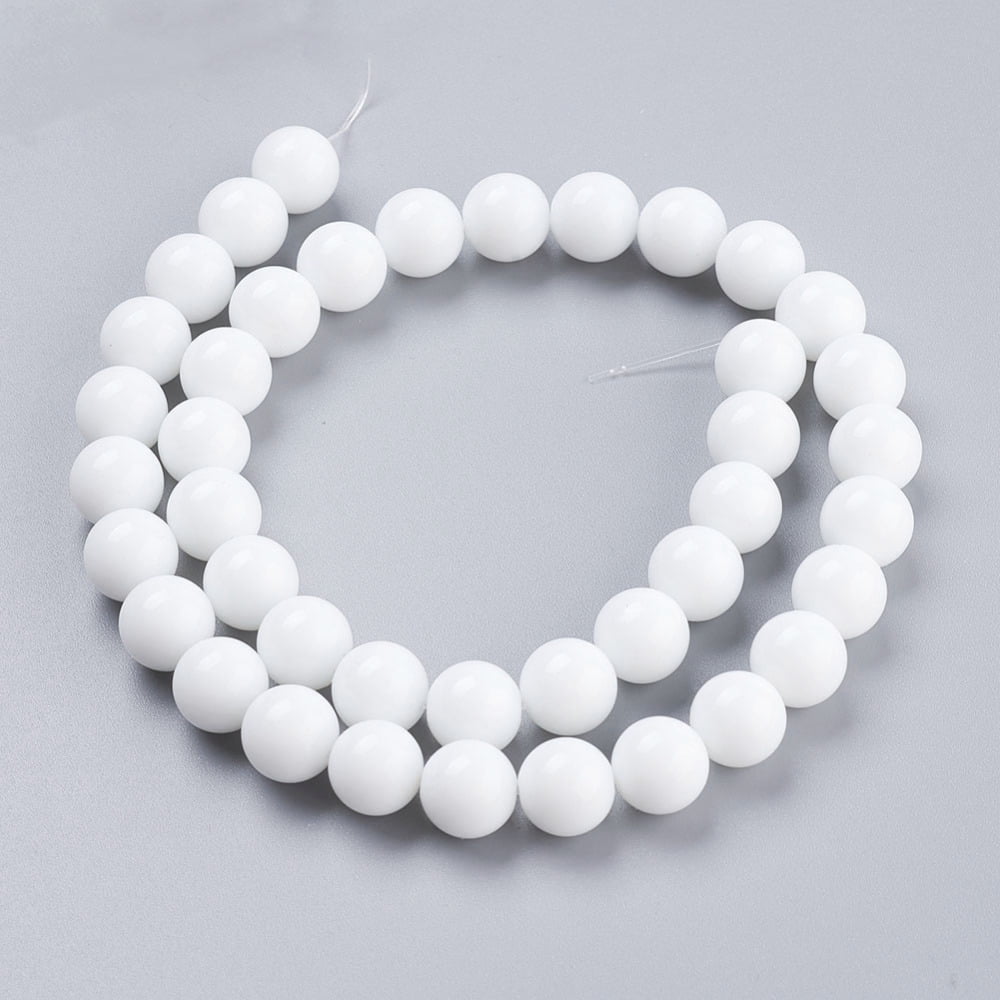 10strands 10strands Opaque Glass Beads Strands Imitation White Agate Round White 10mm hole: 1mm about 38pcs/strand 14.8 inch