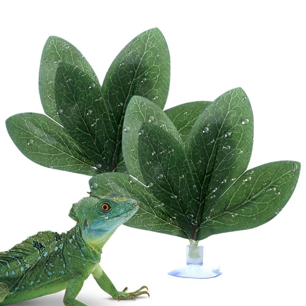 Huoge Aquarium Plant Decor Set of 2 Pond Resting Spot Leaves Ornaments