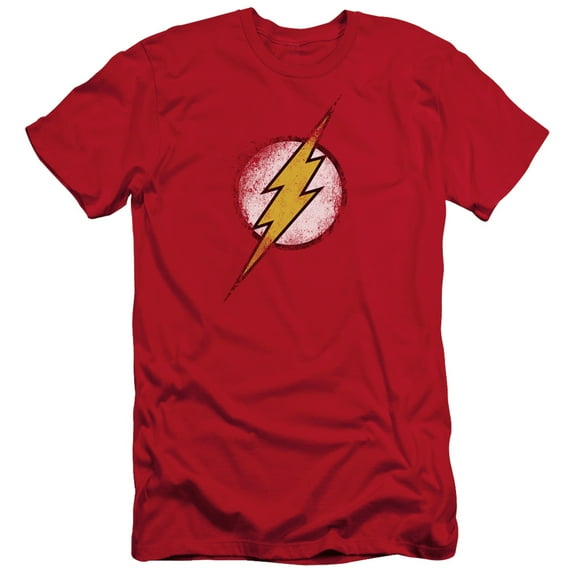 JLA Justice League Destroyed Flash Logo S/S Adult 30/1 T-Shirt Red