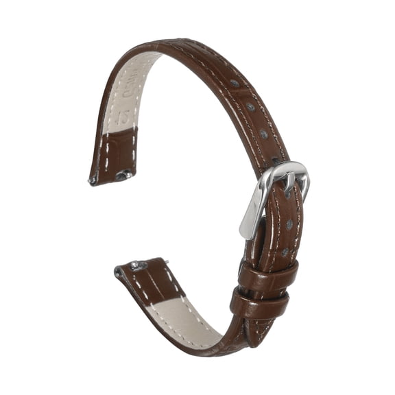Uxcell Quick Release Leather Watch Band 12mm Embossed Pattern Leather Watch Strap Replacement for Men Women, Brown