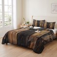 thumbnail image 2 of Full Quilt Set 78''x90'', Black Brown Board Lightweight Summer Bedspread Coverlet Set with 2 Pillow Shams, Vintage Chic Shabby Wooden Grain Breathable All Season Quilt Bedding for Bedroom/Guest Room, 2 of 9