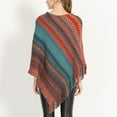 thumbnail image 4 of SWSMCLT Women's Knit Poncho Sweater Zig Zag Pullover Adult Winter Convertible Tassel Fringe Crochet Fall Hippie Mexican Aztec Poncho Wrap Soft Shawl Asymmetrical Cape Red One Size, 4 of 5