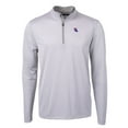 thumbnail image 2 of Men's Cutter & Buck  Gray/White Louisiana Tech Bulldogs Big & Tall Virtue Eco Pique Micro Stripe Recycled Quarter-Zip, 2 of 3