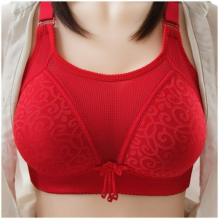 

WOXINDA Steel Ring Thin Women Bra Front Button Breathable Gathers Underwear Comfort Bra Womens Bras No Underwire Padded Sports Bras with Cups