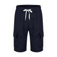thumbnail image 5 of Mens Shorts Casual Elastic Waist Drawstring Lightweight Summer Beach Cargo Shorts Navy M, 5 of 5