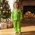 thumbnail image 6 of RUINIXCW Toddler Baby Girl Boy Christmas Silk Satin Pajamas Set Kids PJS Set Sleepwear Heart Print Long Sleeve Collar Button Down Shirt And Pants Set, 6 of 10