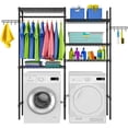 thumbnail image 1 of Over Washer &amp; Dryer Storage Shelf - Adjustable Laundry Organizer with Rotating Hooks  Heavy-Duty Rustproof étagère de Rangement  W Laundry Room Shelving Unit, 1 of 2