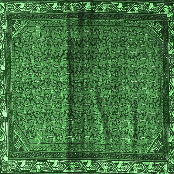 Ahgly Company Indoor Square Persian Emerald Green Traditional Area Rugs, 6' Square