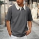 thumbnail image 1 of pstuiky camisetas de hombre, Blusa informal de manga corta con cuello vuelto y botones de color liso para hombre camisetas de hombre l, 1 of 6
