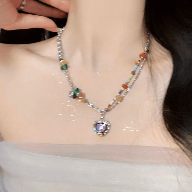 Collar de estrella de cuentas de colores con meteorito de caramelo, accesorios de diseño de nicho para mujer, cadena de clavícula de Spice Girl dulce y fresca