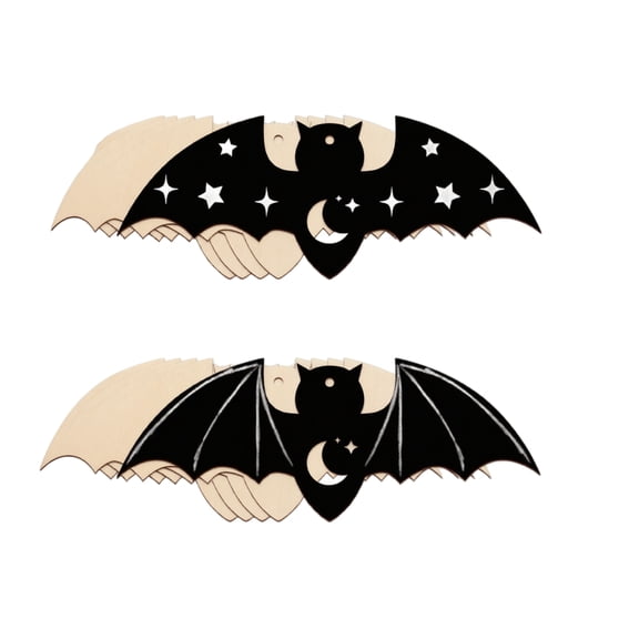 10 Pack Unfinished Wooden Bat Halloween Crafts for Student Hanging Halloween Decorations Diy Blank Bat Halloween Ornaments for Halloween Party Home Tree Decor