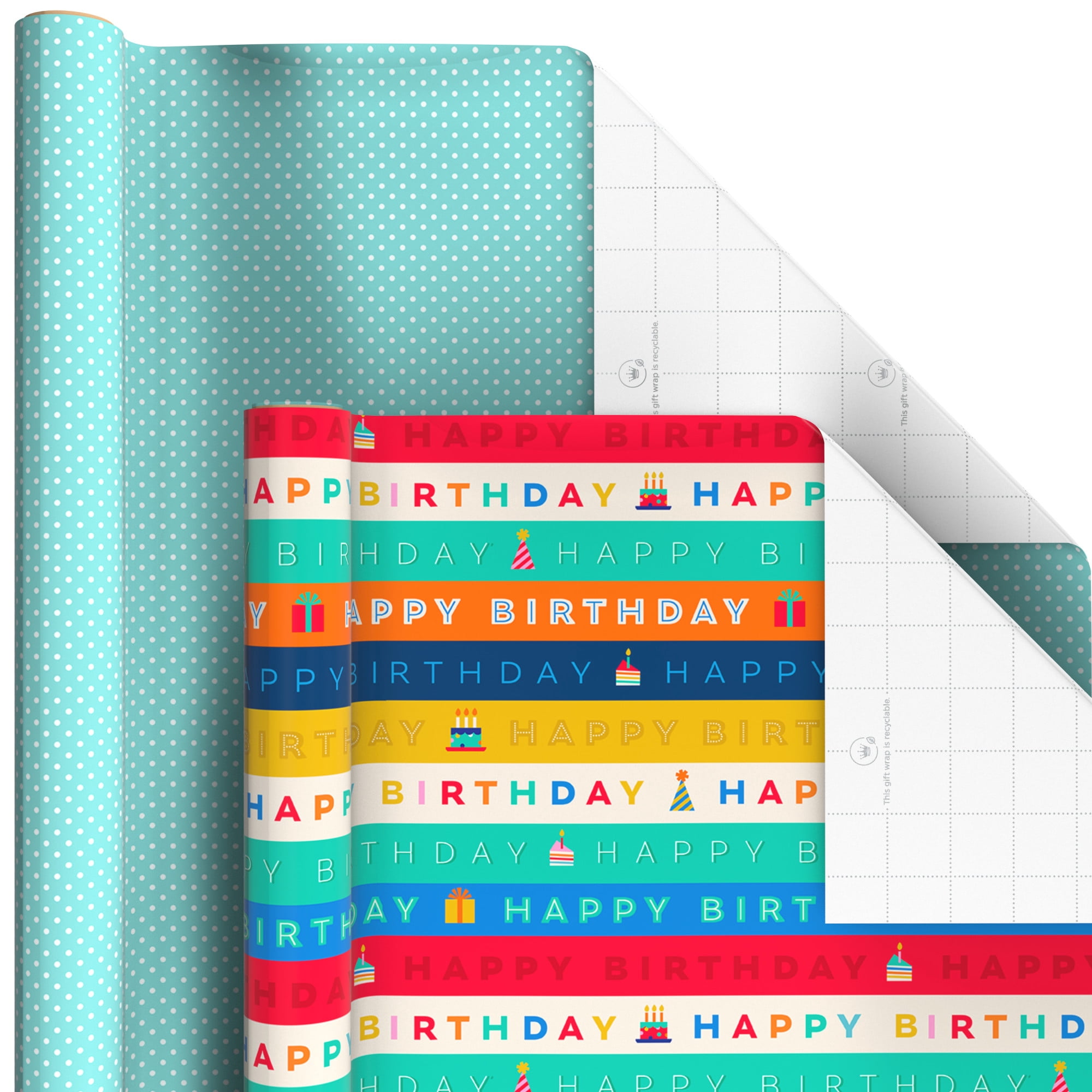 Hallmark 6-Pack Assorted Wrapping Paper Roll Bundle (Happy Occasions) 180 sq. ft. total