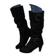 thumbnail image 3 of YLYL Women Knee High Boots Buckle Wide Calf Chunky Mid Heel Side Zipper Dressy Fall Winter Boots, 3 of 7
