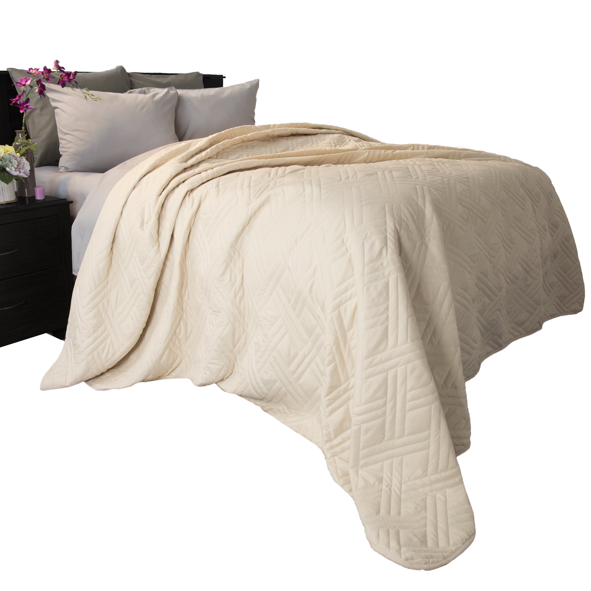 Somerset Home Solid Color Bed Quilt, Full/Queen, Beige