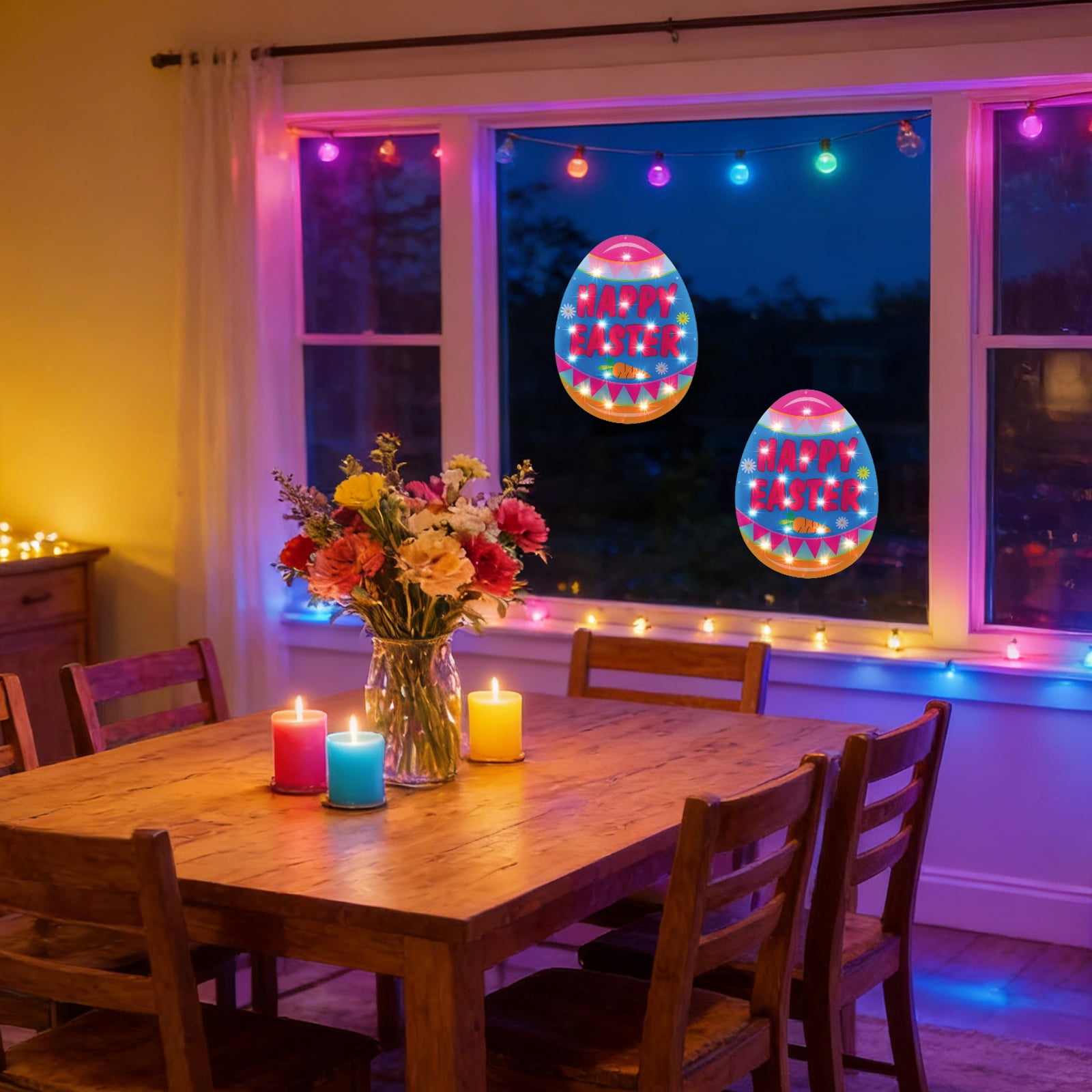 Waterproof Light Up Easter Egg String Lights, Indoor Outdoor Easter Decor for Window, Party and Garden