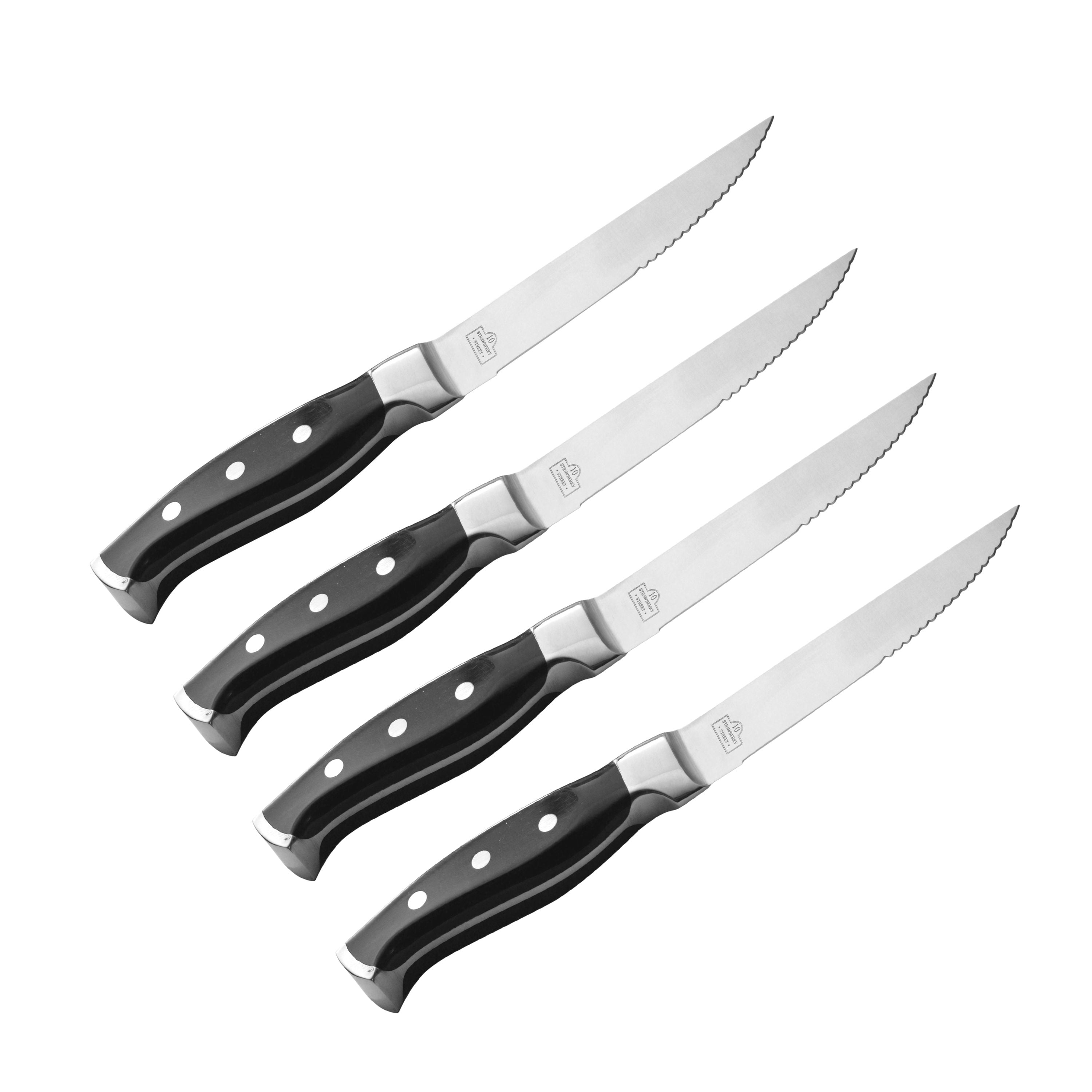 10 Strawberry Street Stainless Steel Steak Knives Black, Set of 4