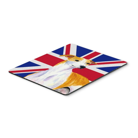 "Whippet with English Union Jack British Flag Mouse Pad Hot Pad or Trivet"