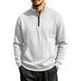 thumbnail image 3 of Hngshg Mens Sweatshirts Trendy Quarter Zip Stand Neck Solid Color Tops Long Sleeve Pocket Pullover Sweatshirts, 3 of 6