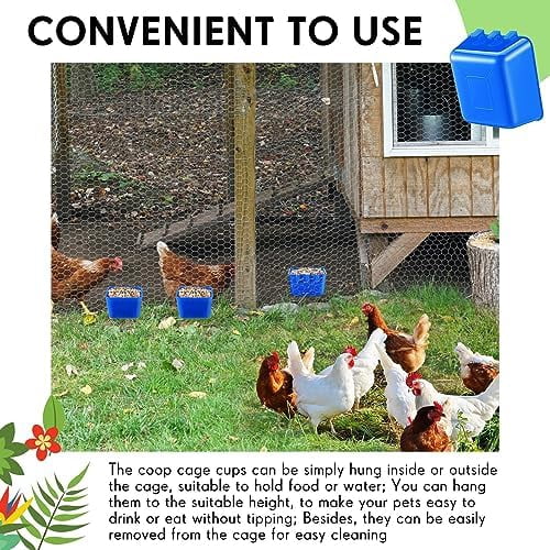 20 Pcs Chicken Water Feeder Cups 16 oz Pigeon Bird Feeder Cups Hanging Cage Chicken Water Cup for Pet Parrot Rooster Parakeet Bunny Gamefowl Poultry Wire Hutch(Blue)